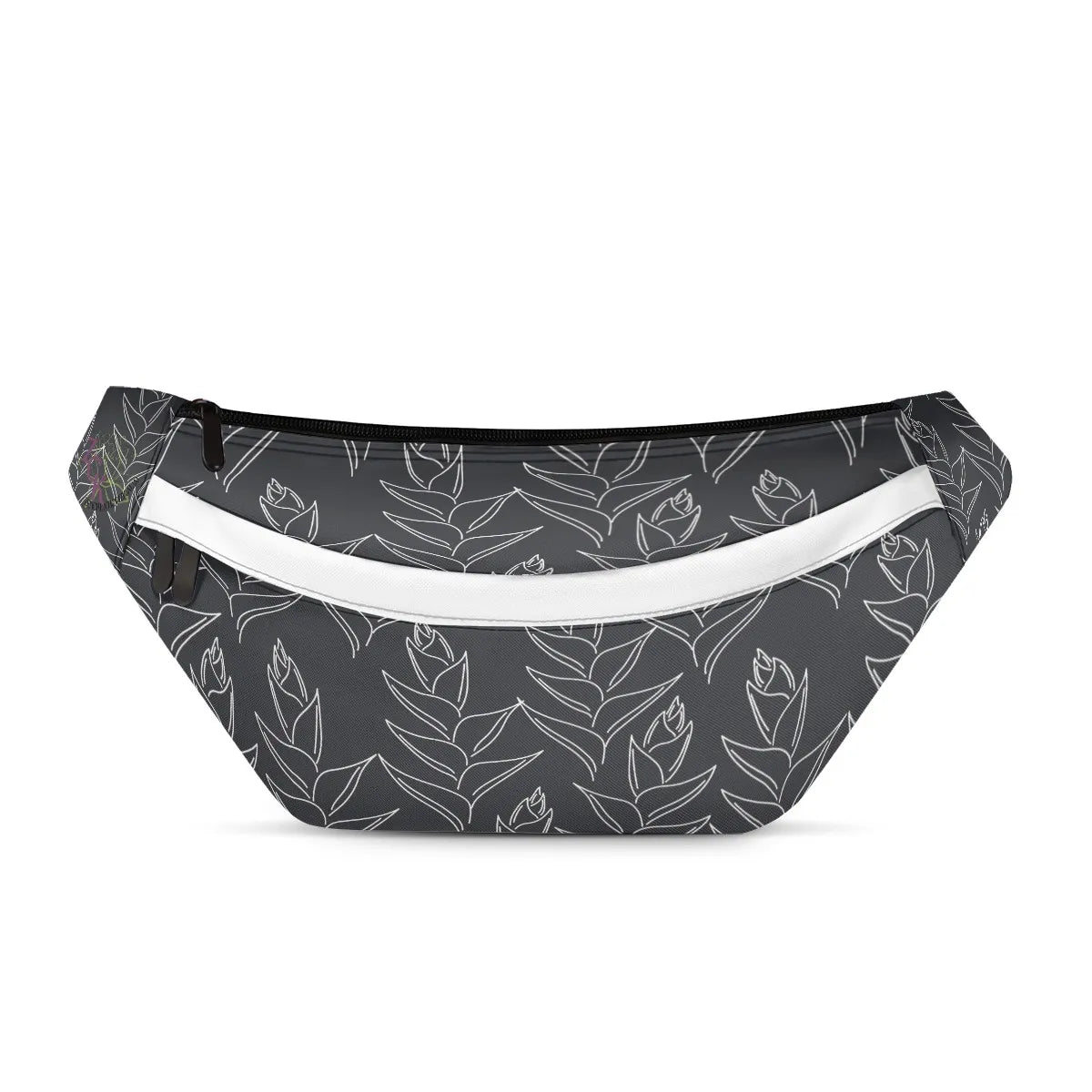 Large Fanny Pack- Black Heliconia