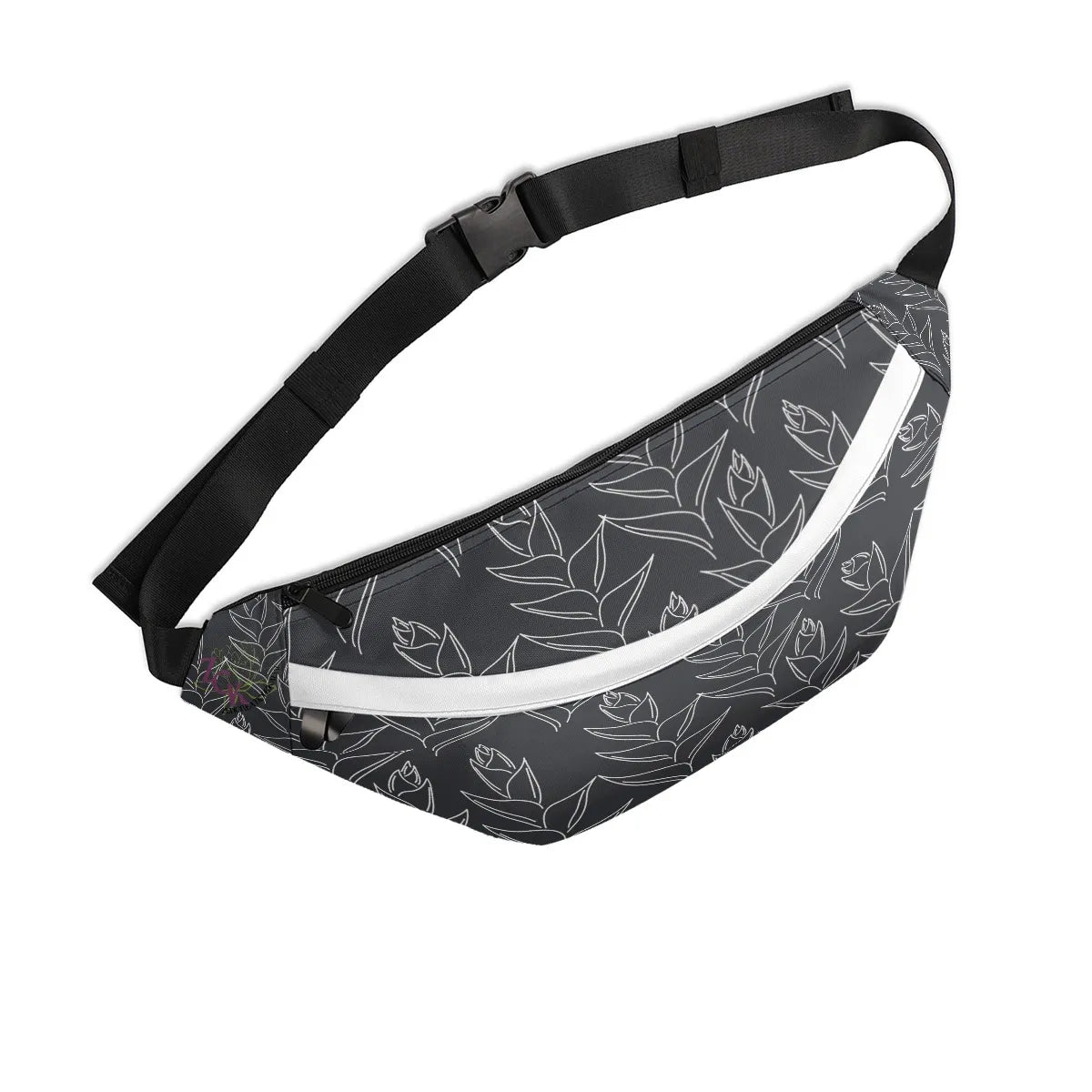 Large Fanny Pack- Black Heliconia