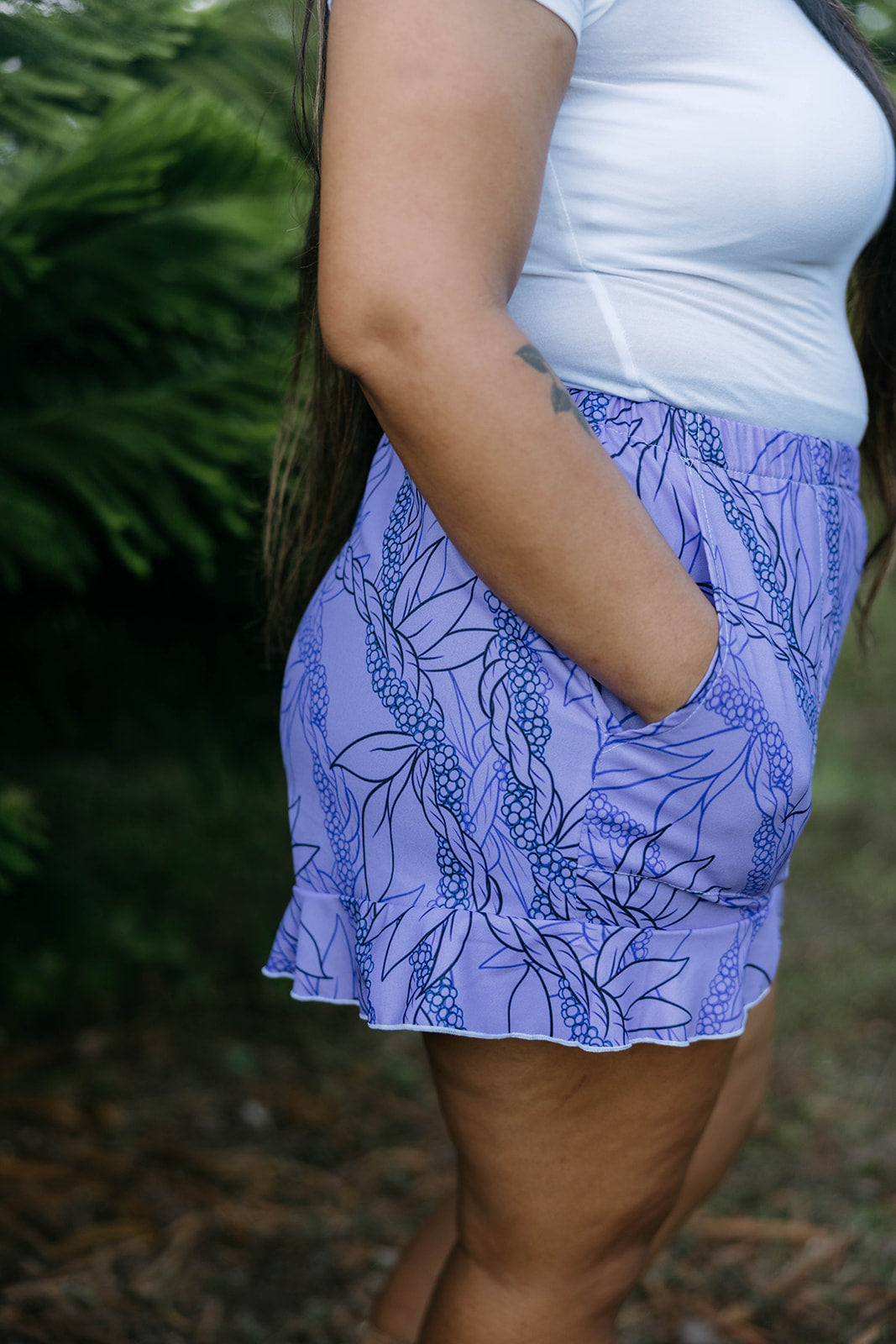 Wahine Shorts - Purple He'e lei
