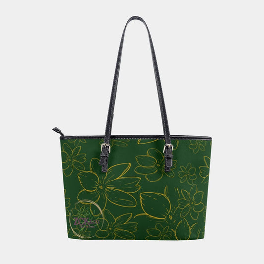 Classic Tote - Green and yellow Tiare print