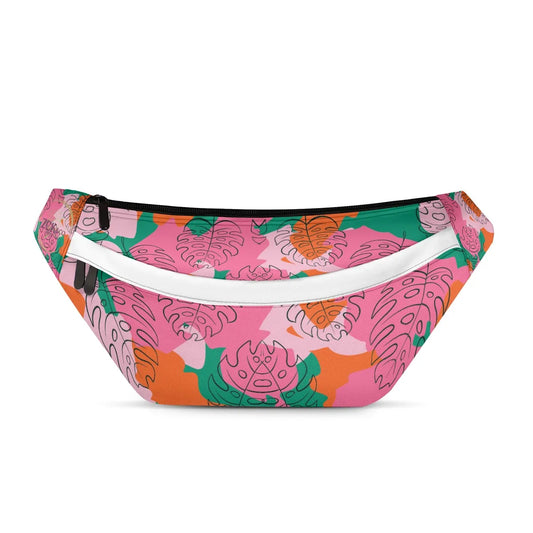 Large Fanny Pack- Pink Camo Monstera