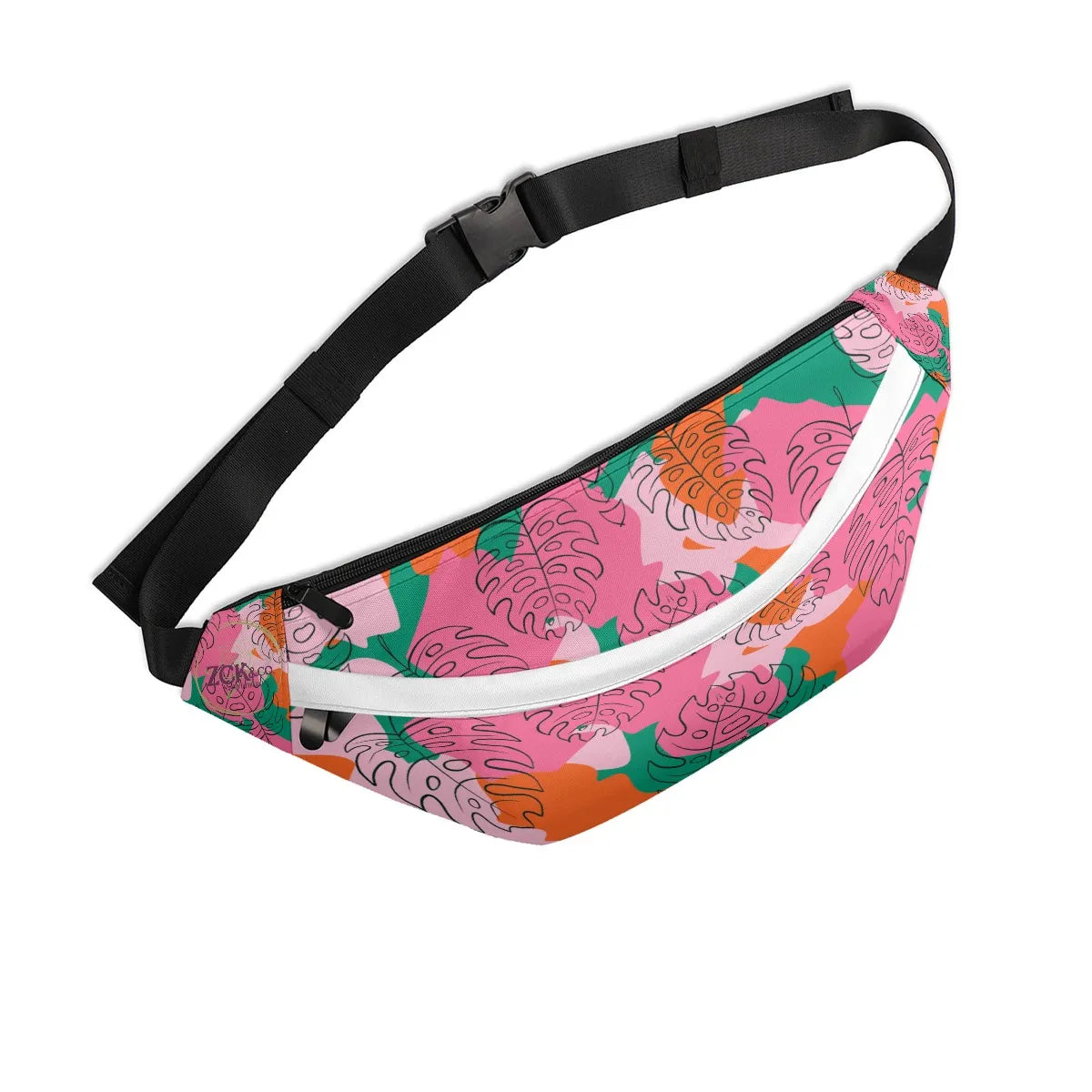 Large Fanny Pack- Pink Camo Monstera