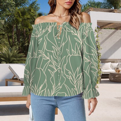 Leinani Shirt - Green Ginger Print