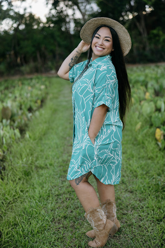 Leina'ala Dress - Green Ginger print