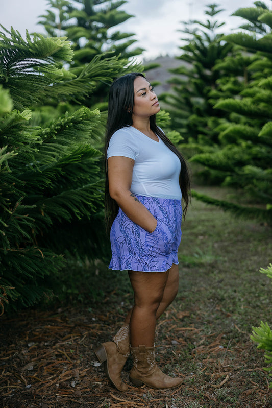 Wahine Shorts - Purple He'e lei
