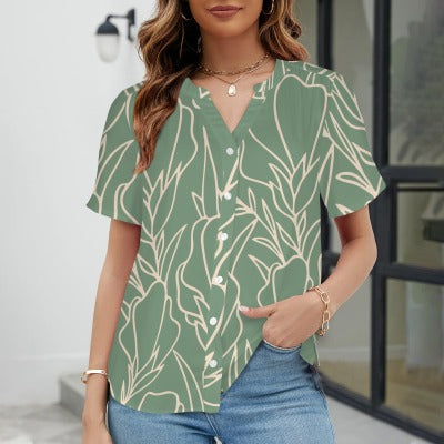 Luana top - Green Ginger print