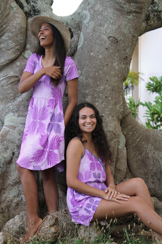 Kai Romper- Purple Ulu quilt Print